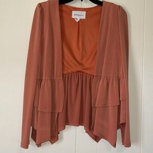 BCBGeneration Burnt Orange swing jacket with tiers. NWOT. Size M. On trend 2025!